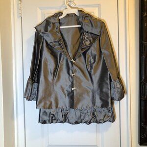 Ideas by Barbara Jacket and Skirt Formal  Silver/Gray 7233 Size M NWT
